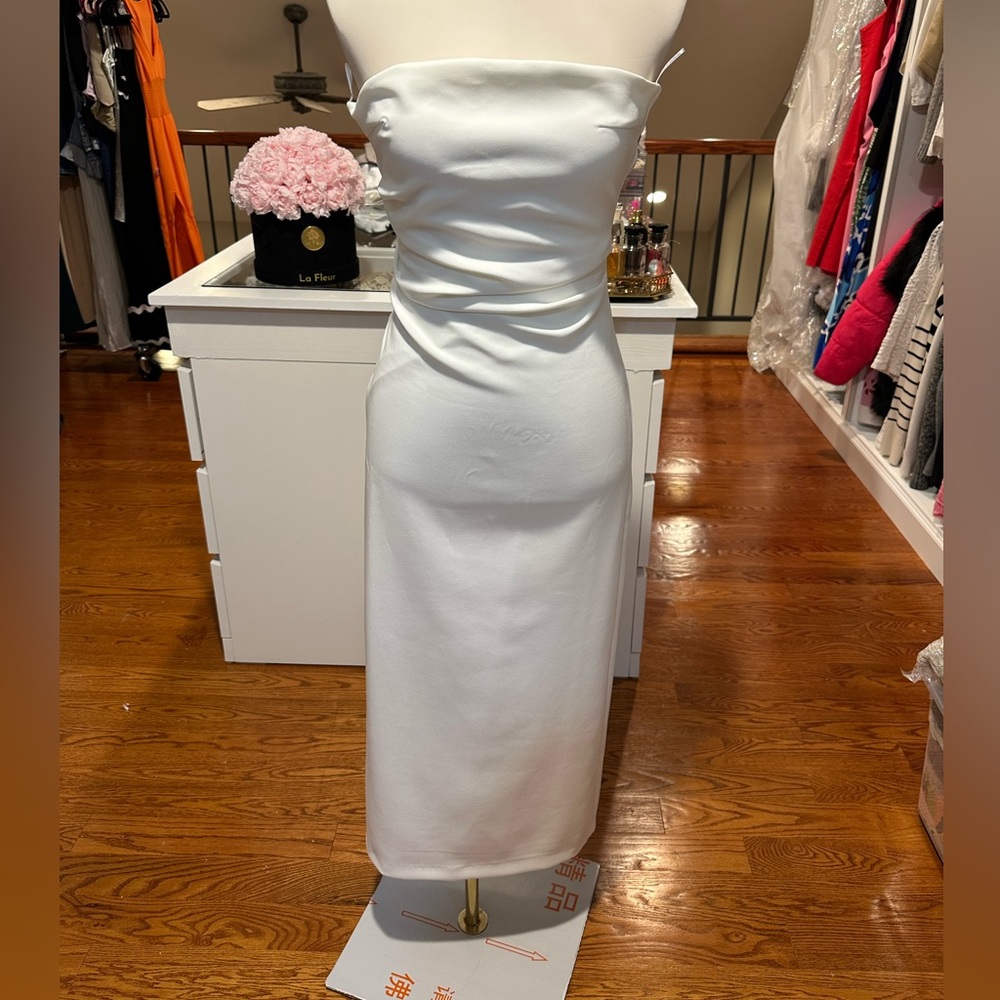 Zara Cream Strapless Sheath Dress Wedding